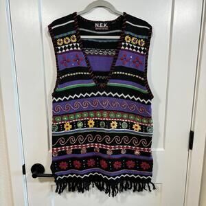 Women’s VTG Grandma Core Knit Vest Embellished Halloween Holiday Teacher Vintage